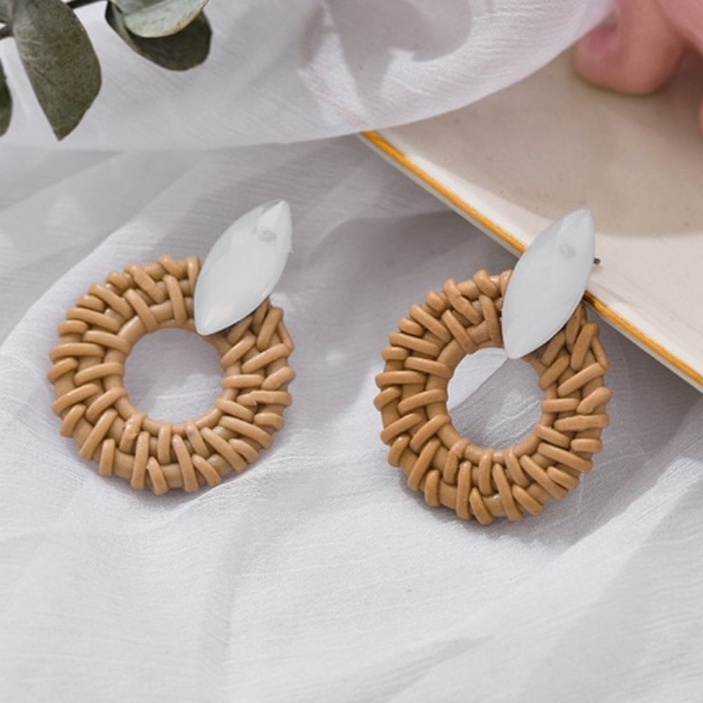 Rattan Straw Drop Earrings